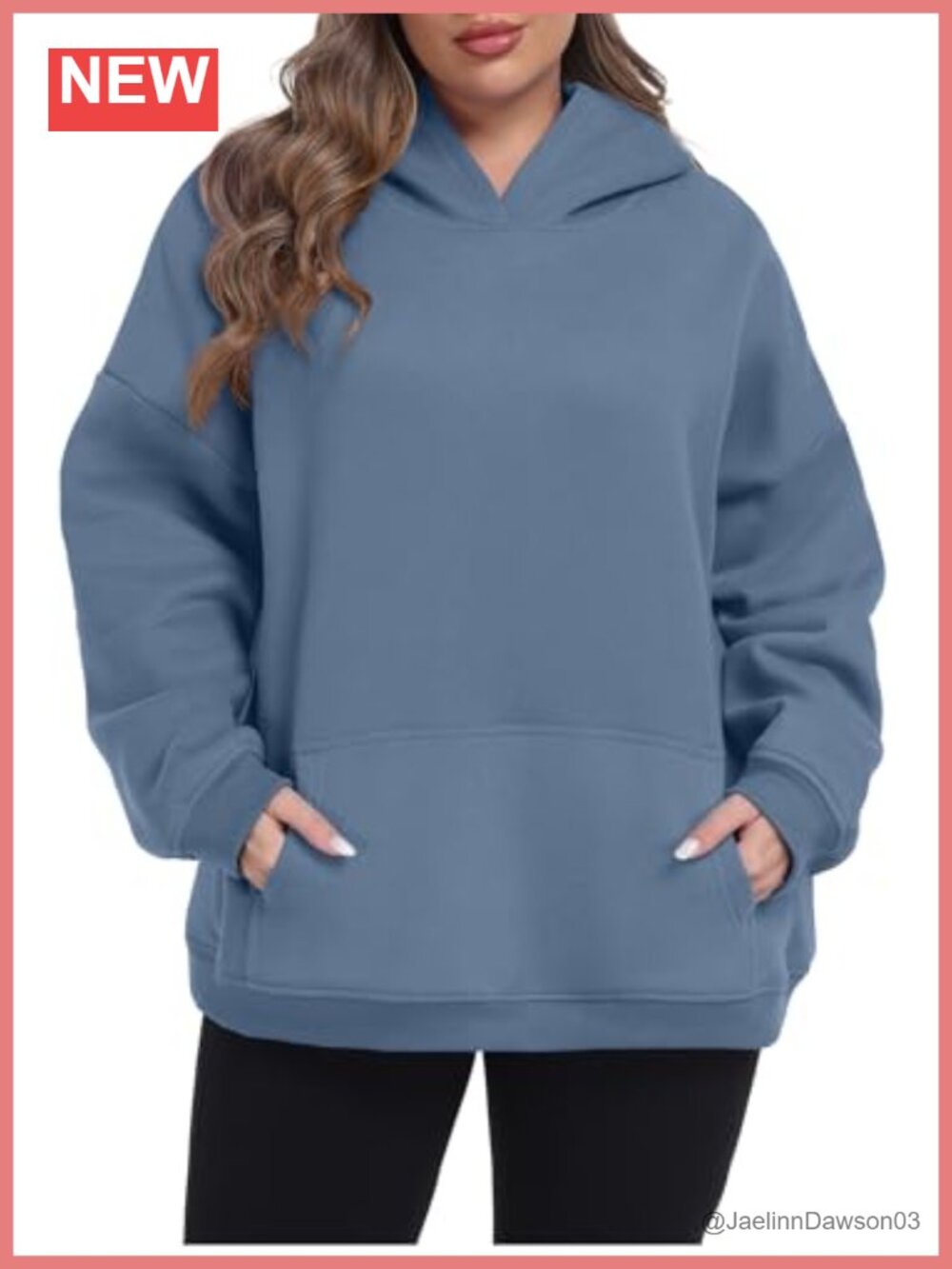 Plus Size Fleece Lined Hoodie Oversized Cotton Blend Pullover